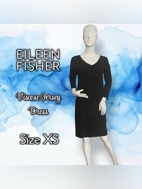 Eileen Fisher Viscose Jersey Dress Size XS Black